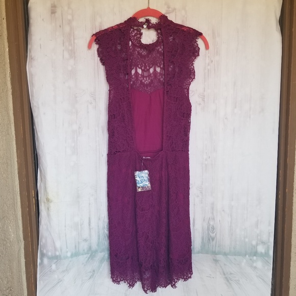 NWT Free People purple lace bodycon dress small - Picture 5 of 8